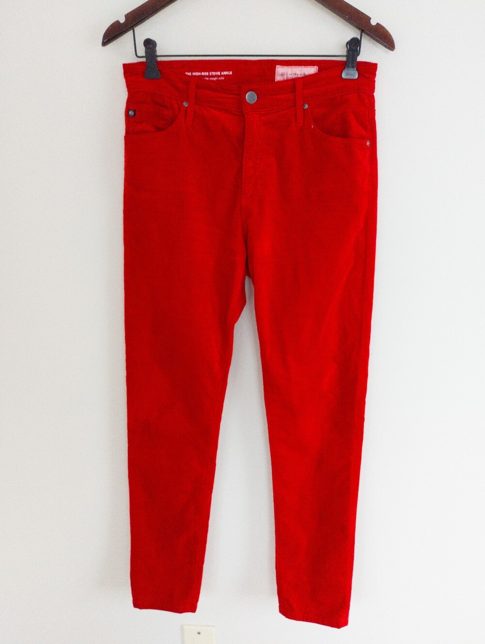 AG Adriano Goldschmied Anthropologie High Rise Stevie Ankle Jeans Red 28